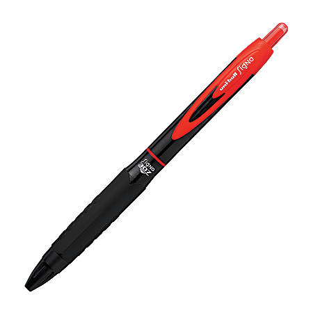 uni-ball® 307™ Gel Pen, Medium Point, 0.7 mm, Black Barrel, Red Ink, Pack Of 12