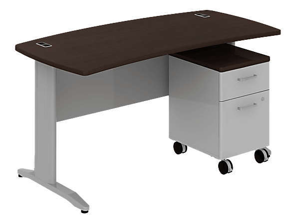 BBF Sector Desk With 2 Drawer File, 30 1/8"H x 59 5/8"W x 30 3/4"D, Mocha Cherry, Premium Installation Service