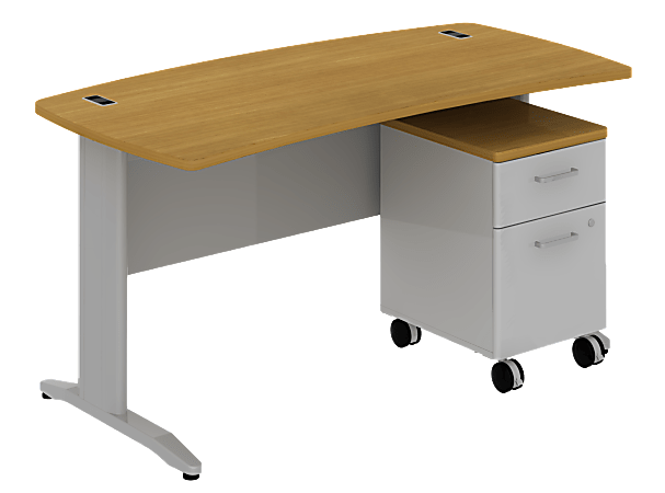 BBF Sector Desk With 2 Drawer File, 30 1/8"H x 59 5/8"W x 30 3/4"D, Modern Cherry, Premium Installation Service