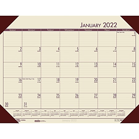 House of Doolittle Ecotones Compact Calendar Desk Pads - Julian Dates - Monthly - 1 Year - January 2022 till December 2022 - 1 Month Single Page Layout - 22" x 17" Sheet Size - 2.88" x 2.25" Block - Desk Pad - Tan