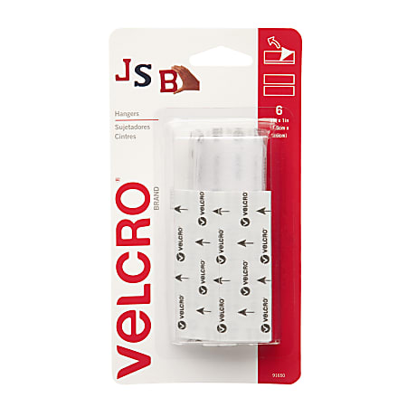 VELCRO® Brand Removable Adhesive Picture Hangers, 3" x 1", White, Pack Of 6