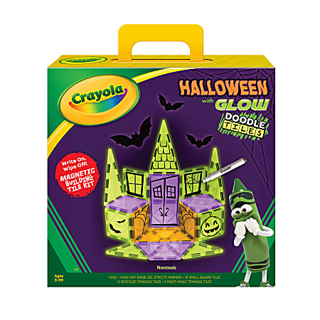 CreateOn Crayola Magnetic Tiles, Halloween Haunted House, Set Of 24 Pieces