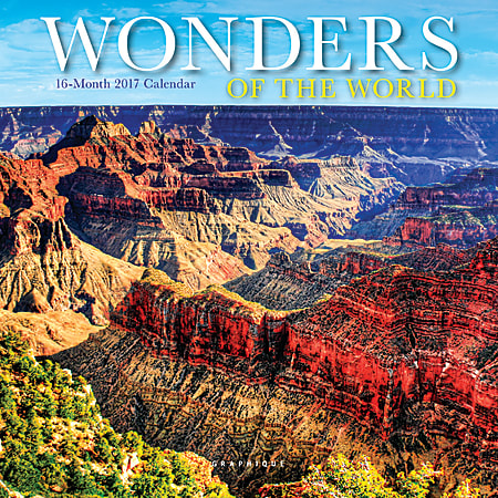 Graphique Mini Wall Calendar, 7" x 7", FSC® Certified, Wonders of the World, January to December 2017