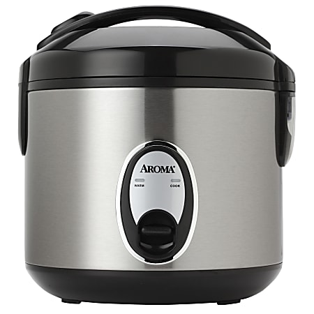 Aroma ARC-914SB 4-Cup Cool-Touch Rice Cooker, 8-11/16”H x 8-5/16”W x  8-11/16”D, Silver