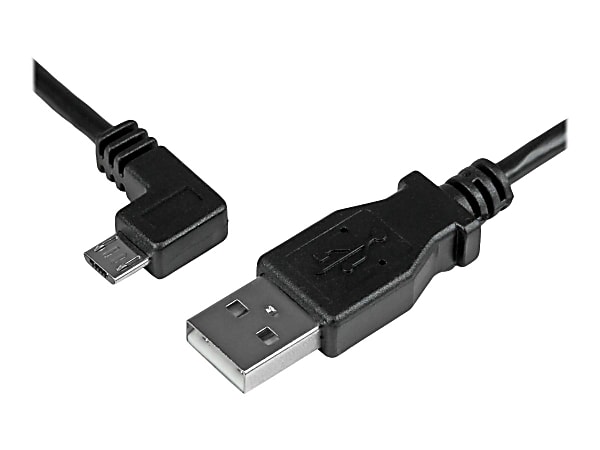 StarTech.com 2m 6 ft Left Angle Micro-USB Charge-and-Sync Cable M/M - USB 2.0 A to Micro-USB - 24 AWG - USBAUB2MLA