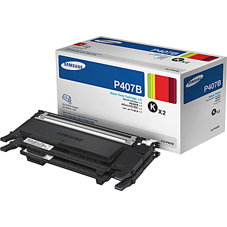 Samsung CLT-P407B Black Toner Cartridges (SASCLTP407B), Pack Of 2