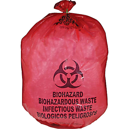 Unimed Red Biohazard Waste Bags, 20-25 Gallons, Box