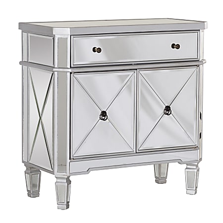 Powell Felicia Console Table, 32-1/4"H x 32"W x 16"D, Mirrored/Gray