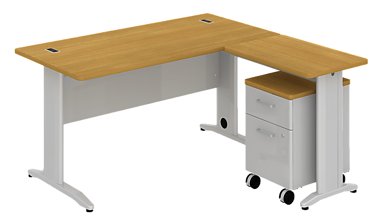 BBF Sector L Desk With Mobile Pedestal, 30 1/8"H x 59 5/8"W x 58 3/4"D, Modern Cherry, Standard Delivery Service