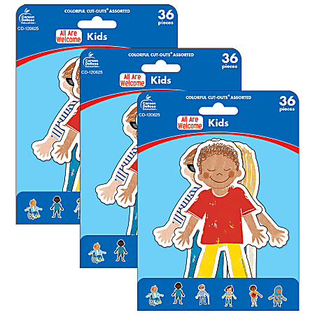 Carson Dellosa Education Cut-Outs, All Are Welcome Kids, 36 Cut-Outs Per Pack, Set Of 3 Packs
