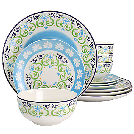 Gibson Home Atlantis 12-Piece Dinnerware Set, Multicolor