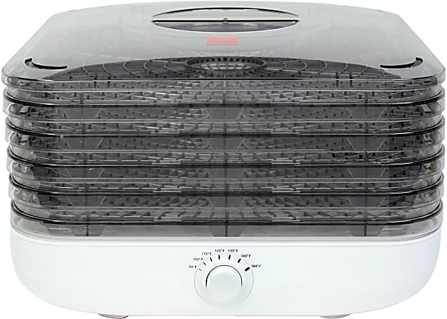 Ronco 5-Tray EZ Store Turbo Food Dehydrator, 8-1/2” x 13”, White