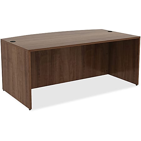 Lorell® Essentials 71"W Bow-Front Shell Computer Desk, Walnut