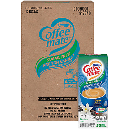 Nestle Coffee mate Liquid Creamer, French Vanilla Flavor, 50 Oz Single Serve x 200