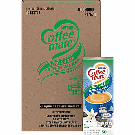 Nestle Coffee mate Liquid Creamer, French Vanilla Flavor, 50 Oz Single Serve x 200
