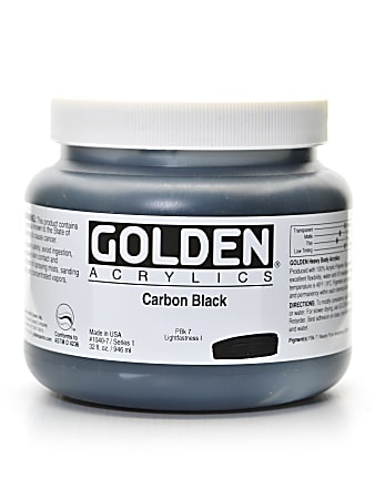 Golden Heavy Body Acrylic Paint, 32 Oz, Carbon Black