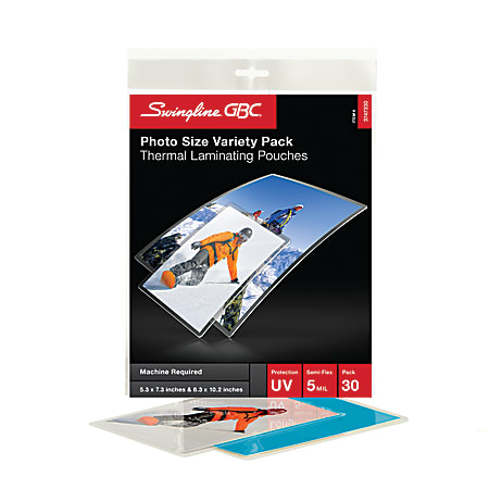 Swingline® GBC® EZUse™ Thermal Laminating Photo-Size Pouches, 5 mil, Clear, Pack Of 30