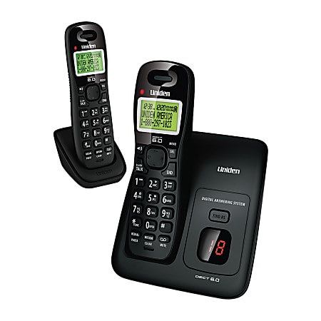 Uniden® D1384-2 DECT 6.0 Digital Dual-Handset Cordless Phone With Answering System, Black