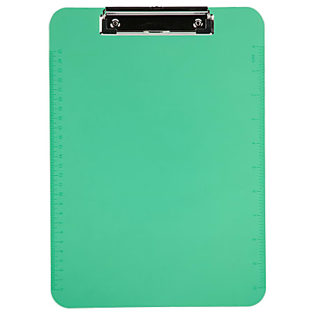 JAM Paper® Plastic Clipboards with Metal Clip, 9" x 13", Green, Pack Of 12