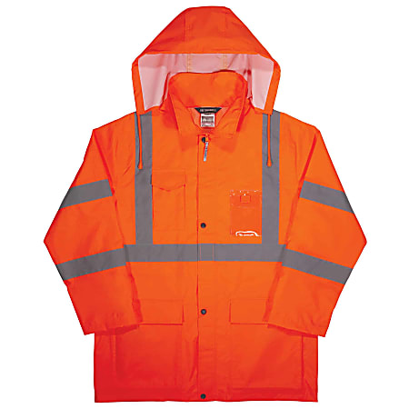 Ergodyne GloWear® 8366 Lightweight Type R Class 3 High-Visibility Rain Jacket, Small, Orange