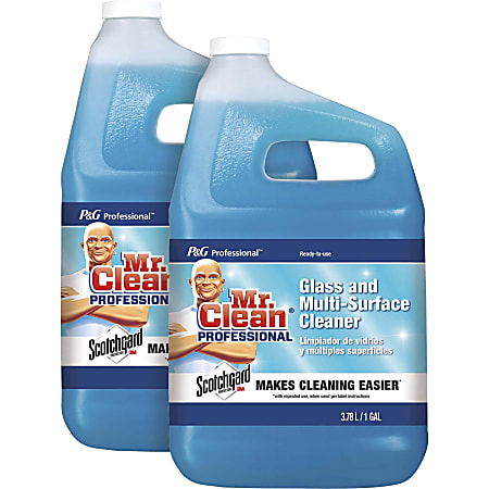 Mr. Clean Glass and Multi-Surface Cleaner with Scotchgard - 128 fl oz (4 quart) - 2 / Carton - Blue
