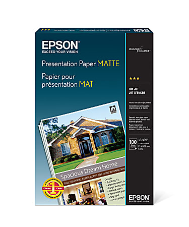 2 Epson Ink Jet Presentation Paper MATTE 13 x 19 200 Sheets NEW