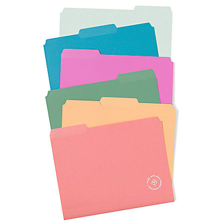 U Brands U-Eco™ Poly File Folders, Pack Of 24, Letter (8 1/2" x 11"), Assorted Colors