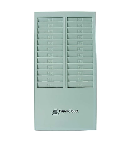 PaperCloud Time Card Rack, 24 Pockets, 16.4"H x 8.2"W x 1.4"D, Gray, PCTCR24