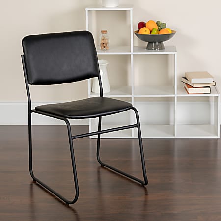 Flash Furniture HERCULES Series High-Density Stacking Chair With Sled Base, Vinyl Upholstery, Black