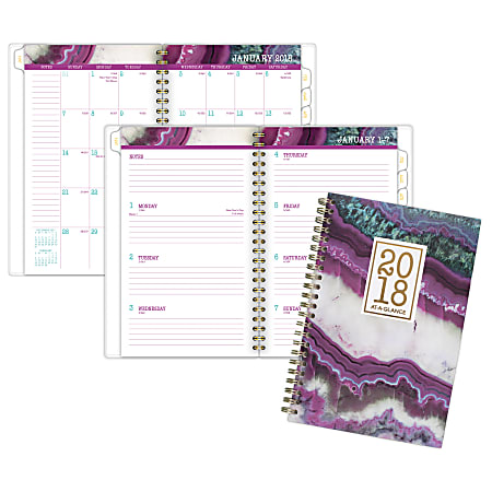 AT-A-GLANCE® Agate Weekly/Monthly Planner, 4 7/8" x 8", Multicolor, January to December 2018 (1053-200-18)