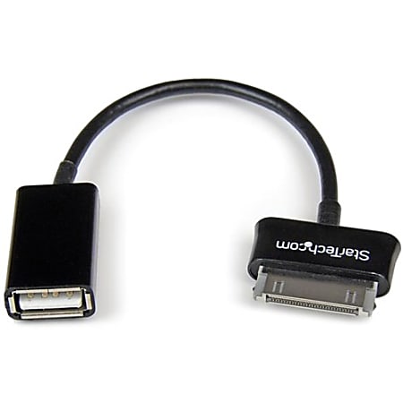 StarTech.com USB OTG Adapter Cable for Samsung Galaxy Tab™ - 6" Proprietary/USB Data Transfer Cable for Keyboard, Mouse - First End: 1 x Proprietary Connector Male - Second End: 1 x Type A Female USB - Shielding - Black - 1 Pack