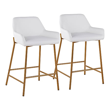 Lumisource Daniella Counter Stools, White/Gold, Set Of 2 Stools, B24DNLA2AUPUW2