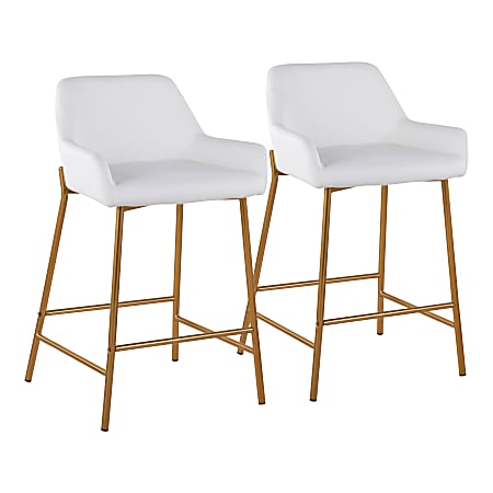 Lumisource Daniella Counter Stools, White/Gold, Set Of 2 Stools