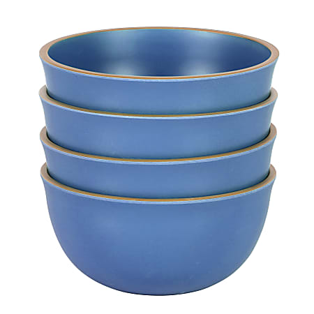 Gibson Home Rockabye 4-Piece Melamine Cereal Bowl Set, 6-1/8”, Blue