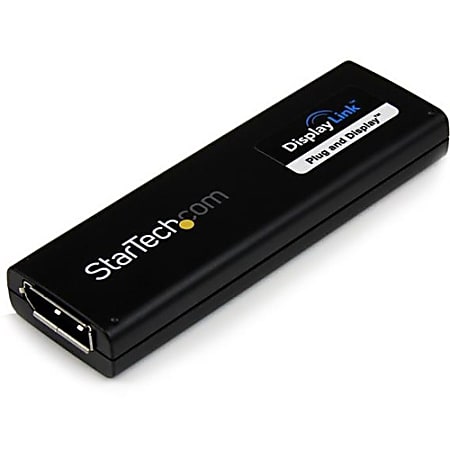 StarTech.com USB 3.0 to DisplayPort External Video Card Multi Monitor Adapter - 2560x1600 - 1 Pack - 1 x Type A Male USB - 1 x DisplayPort Female Digital Audio/Video - 2560 x 1600 Supported - Black - TAA Compliant