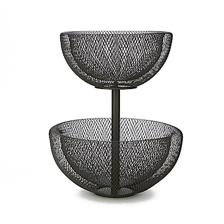 Mind Reader 2-Tier Mesh Fruit Bowl, Medium Size, Black