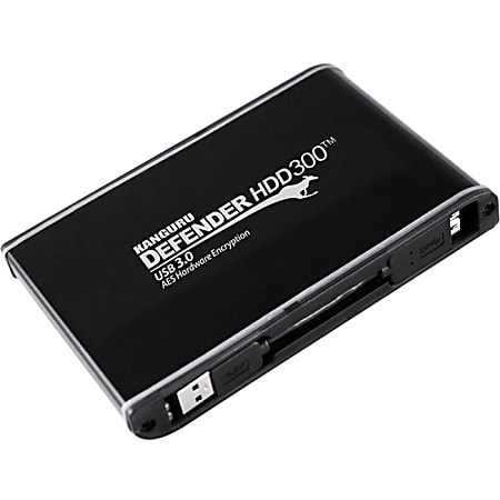 Kanguru Defender SSD300, Secure, Hardware Encrypted Solid State Drive - FIPS 140-2 Certified - 256GB - USB 3.0 - 120 MB/s Maximum Read Transfer Rate - 100 MB/s Maximum Write Transfer Rate - Matte Black, TAA Compliant