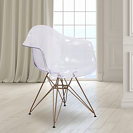 Flash Furniture Allure Series Transparent Side Chairs, Clear/Gold, Set Of 2 Chairs