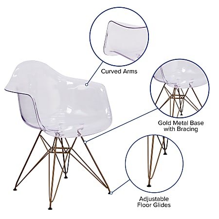 Flash Furniture Allure Series Transparent Side Chairs ClearGold