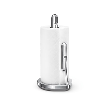 simplehuman Stainless Steel Tension Arm Paper Towel Holder, 14-1/2"H x 7"W x 8"D, Brushed Silver