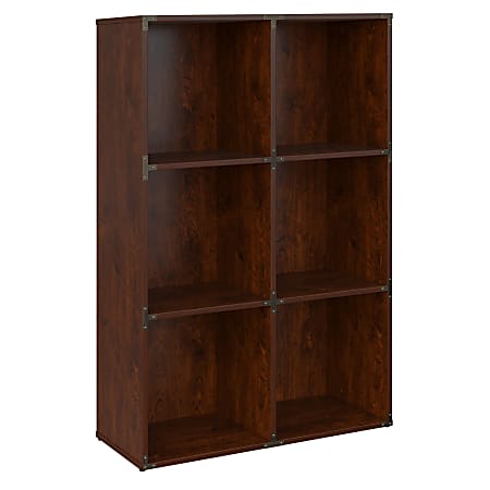 kathy ireland® Home by Bush Furniture Ironworks 6 Cube Bookcase, Coastal Cherry, Standard Delivery