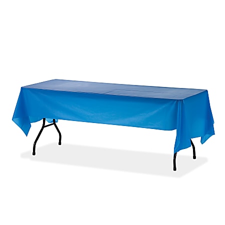 Genuine Joe Plastic Rectangular Table Covers - 108" Length x 54" Width - Plastic - Blue - 24 / Carton