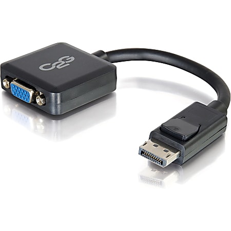 C2G 8in DisplayPort to VGA Adapter - DP to VGA Adapter Converter - Black - M/F - DisplayPort/VGA for Notebook, Tablet, Monitor, Video Device - 8" - 1 x DisplayPort Male Digital Audio/Video - 1 x HD-15 Female VGA - Black