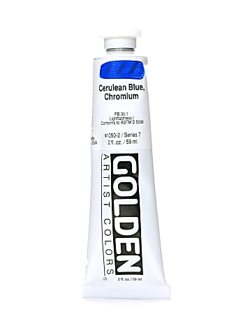 Golden Heavy Body Acrylic Paint, 2 Oz, Cerulean Blue Chromium