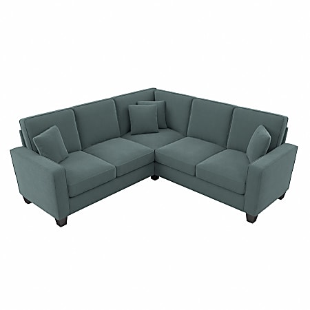 Bush® Furniture Stockton 87"W L-Shaped Sectional Couch, Turkish Blue Herringbone, Standard Delivery