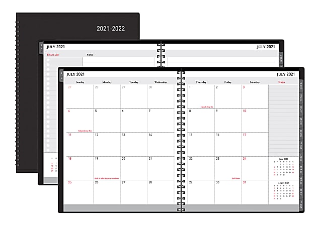 Office Depot® Brand 18-Month Academic Planner, 9" x 11", 30% Recycled, Black, July 2021 to December 2022, ODUS2033-014