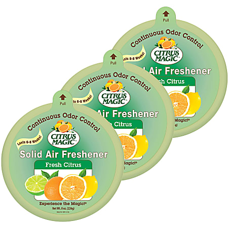 Citrus Magic Solid Air Freshener - Solid - 8 oz - Fresh Citrus - 6 Week - 3 / Pack - Odor Neutralizer