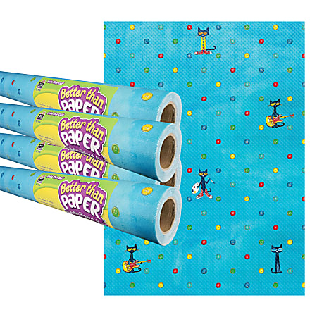 Teacher Created Resources® Better Than Paper® Bulletin Board Paper Rolls, 4' x 12', Pete the Cat, Pack Of 4 Rolls