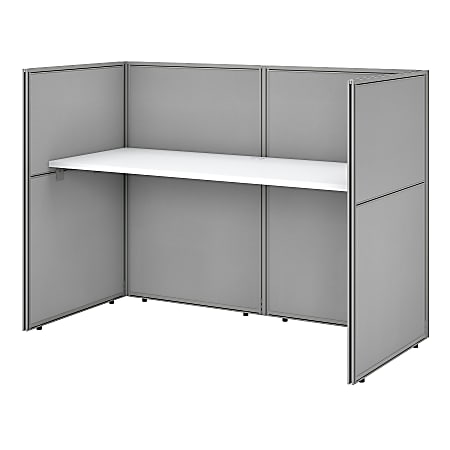 Bush Business Furniture Easy Office 60"W Cubicle Desk Workstation With 45"H Closed Panels, Pure White/Silver Gray, Standard Delivery