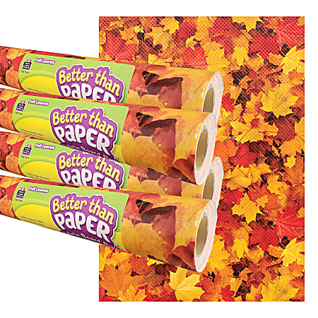 Teacher Created Resources® Better Than Paper® Bulletin Board Paper Rolls, 4' x 12', Fall Leaves, Pack Of 4 Rolls